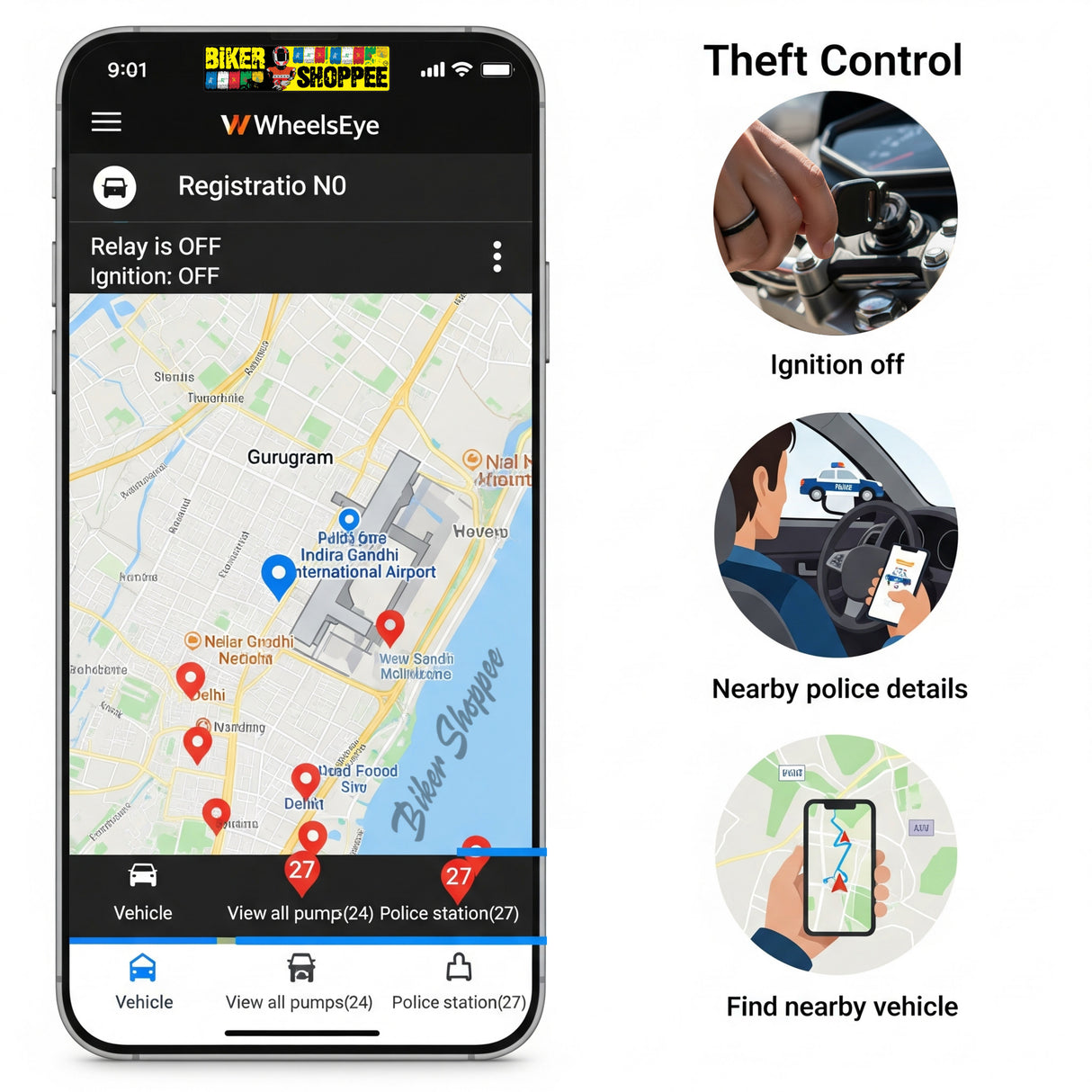 WHEELS EYE GPS TRACKING DEVICE FOR MOTORCYCLE