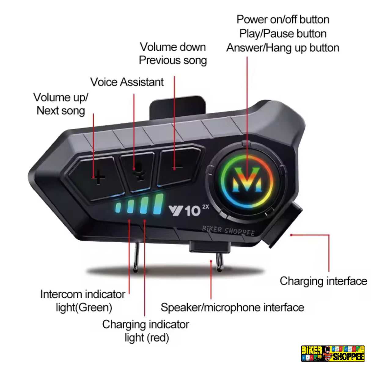 M10 HELMET BLUETOOTH WIRELESS EARPHONE