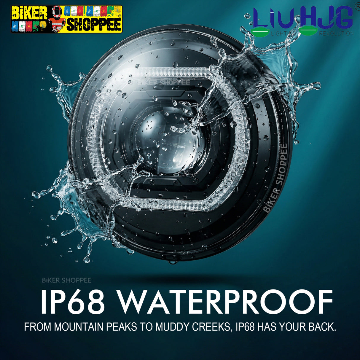 LIU HJG C-316 CHROMA VORTEX 7 INCH HALO RING RGB AI LED HEADLIGHT | BIKER SHOPPEE