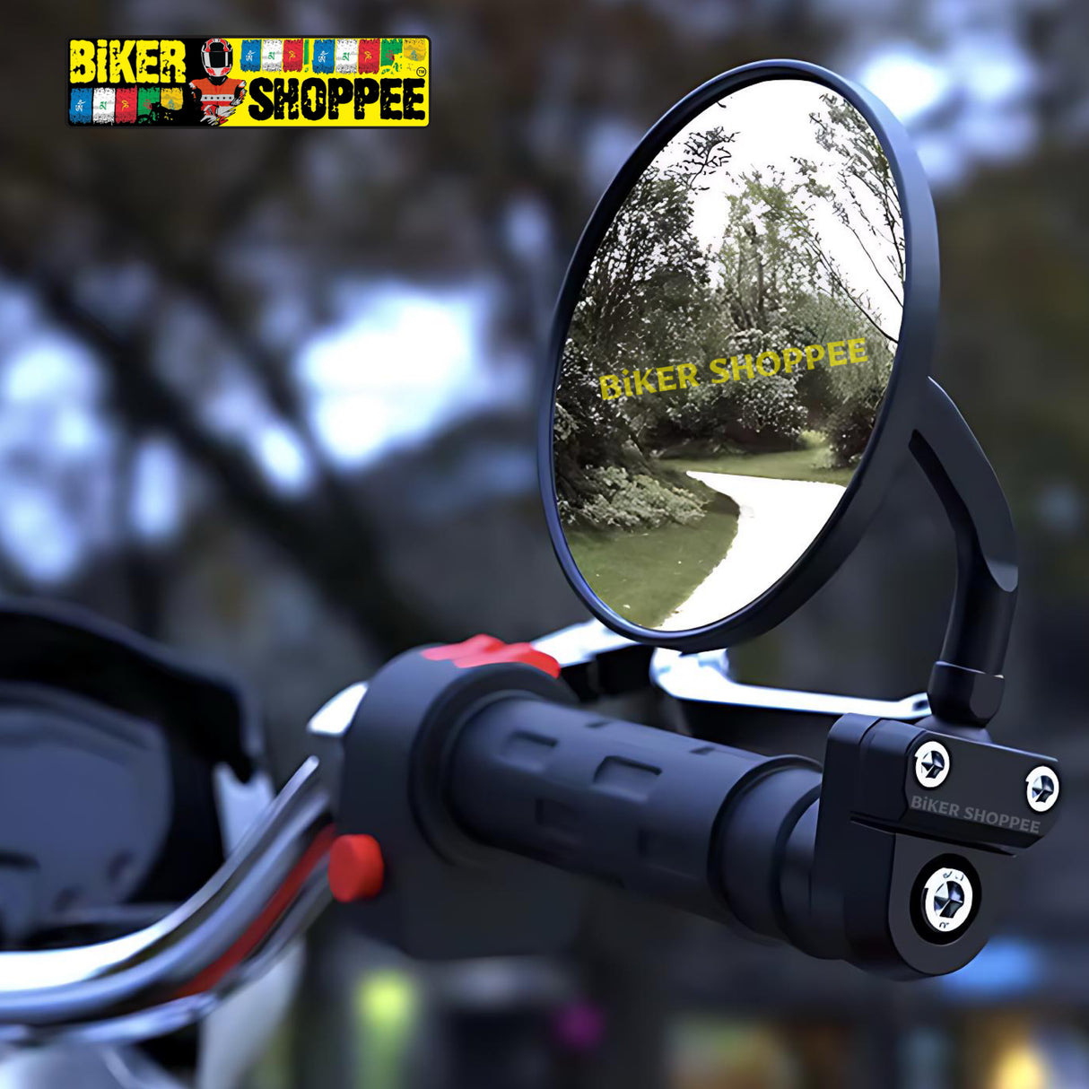 CNC ANTI GLARE 3.0 HANDLE BAR END REAR VIEW SIDE MIRROR