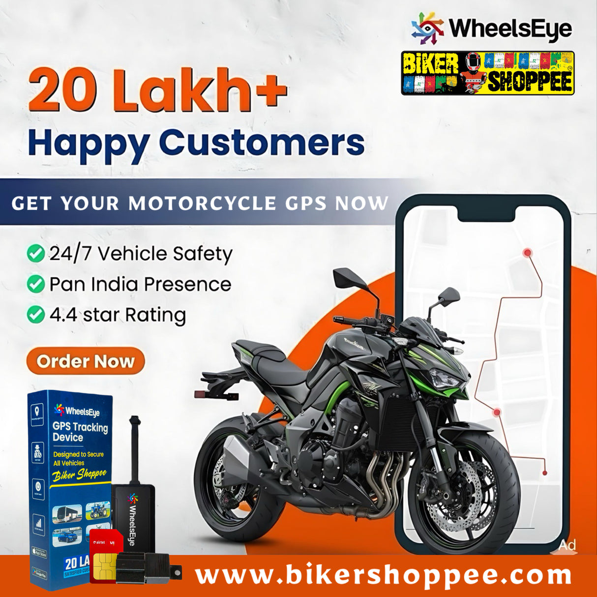 WHEELS EYE GPS TRACKING DEVICE FOR MOTORCYCLE
