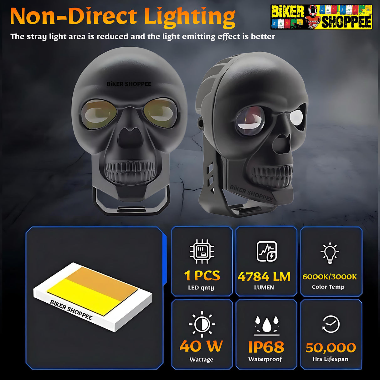 CYT SKULL DUAL LED FOG LIGHT PAIR