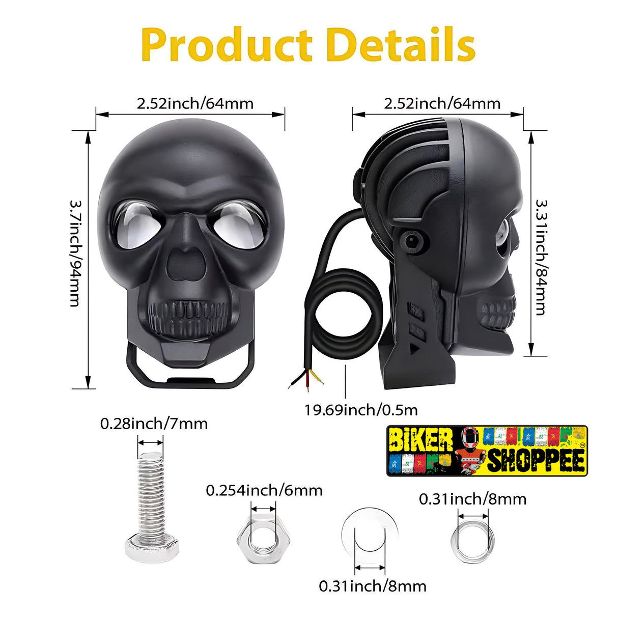 CYT SKULL DUAL LED FOG LIGHT PAIR