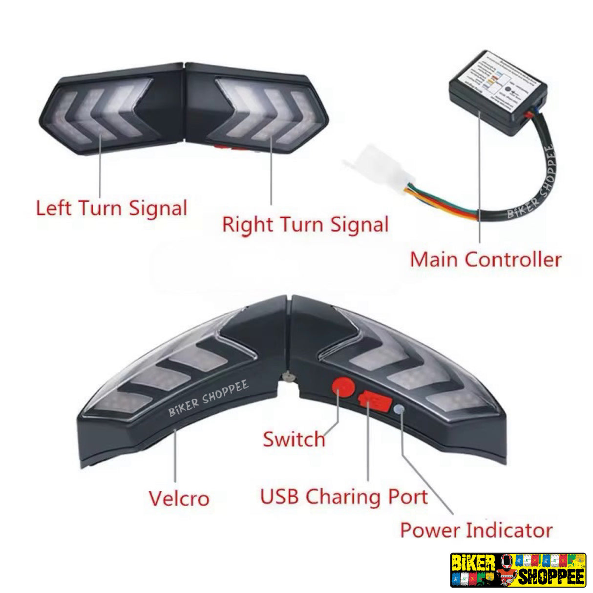 MOTORCYCLE HELMET SMART WIRLESS TURN SIGNAL LIGHT AND BRAKE LIGHT