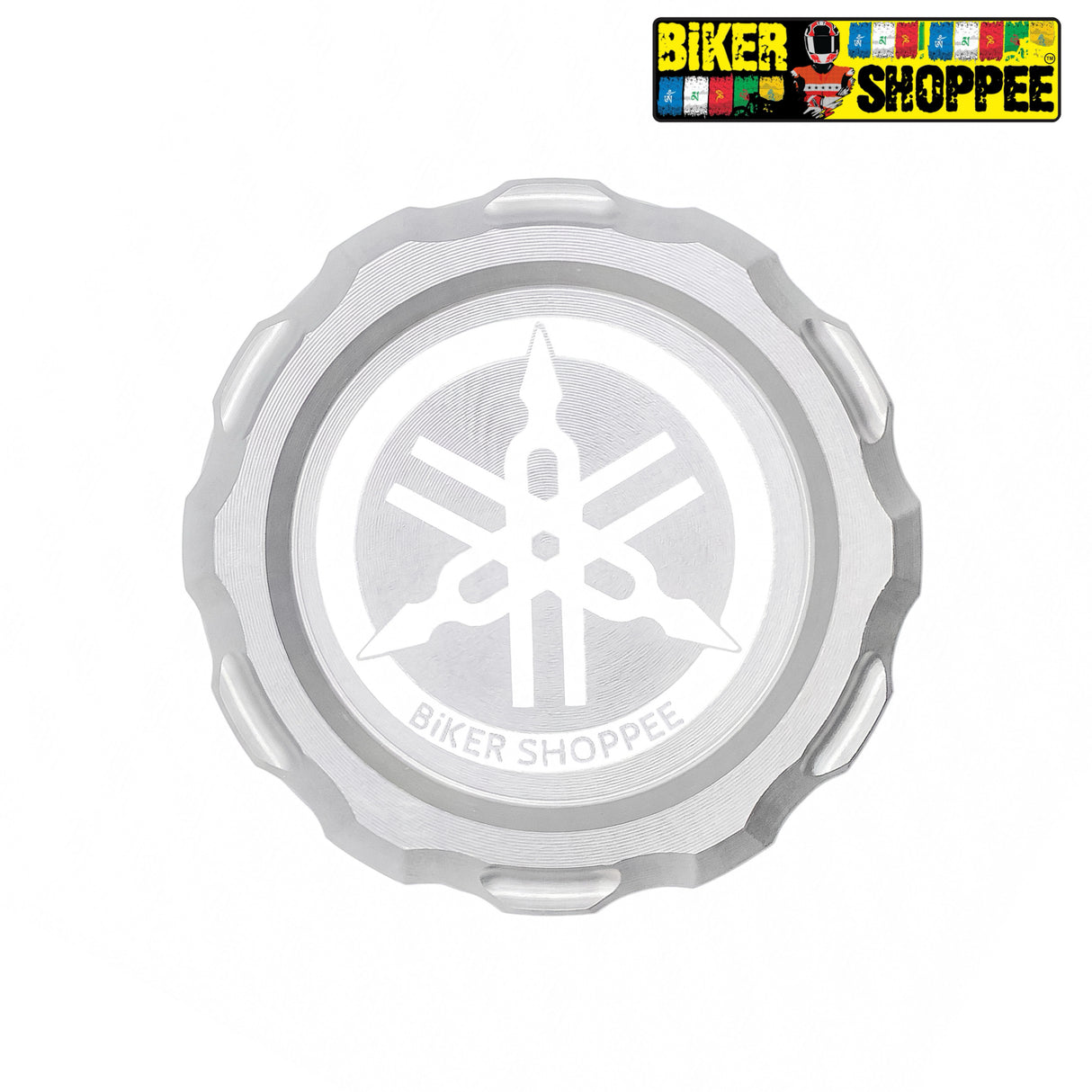 YAMAHA CNC REAR BRAKE FLUID RESERVOIR CAP SILVER | BIKER SHOPPEE