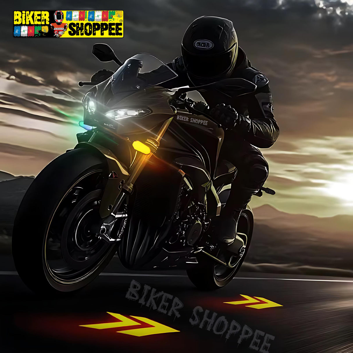 ARROW COLOURFULL PROJECTION INDICATOR FOR MOTORCYCLE ( RGB / AMBER INDICATOR / PROJECTION )