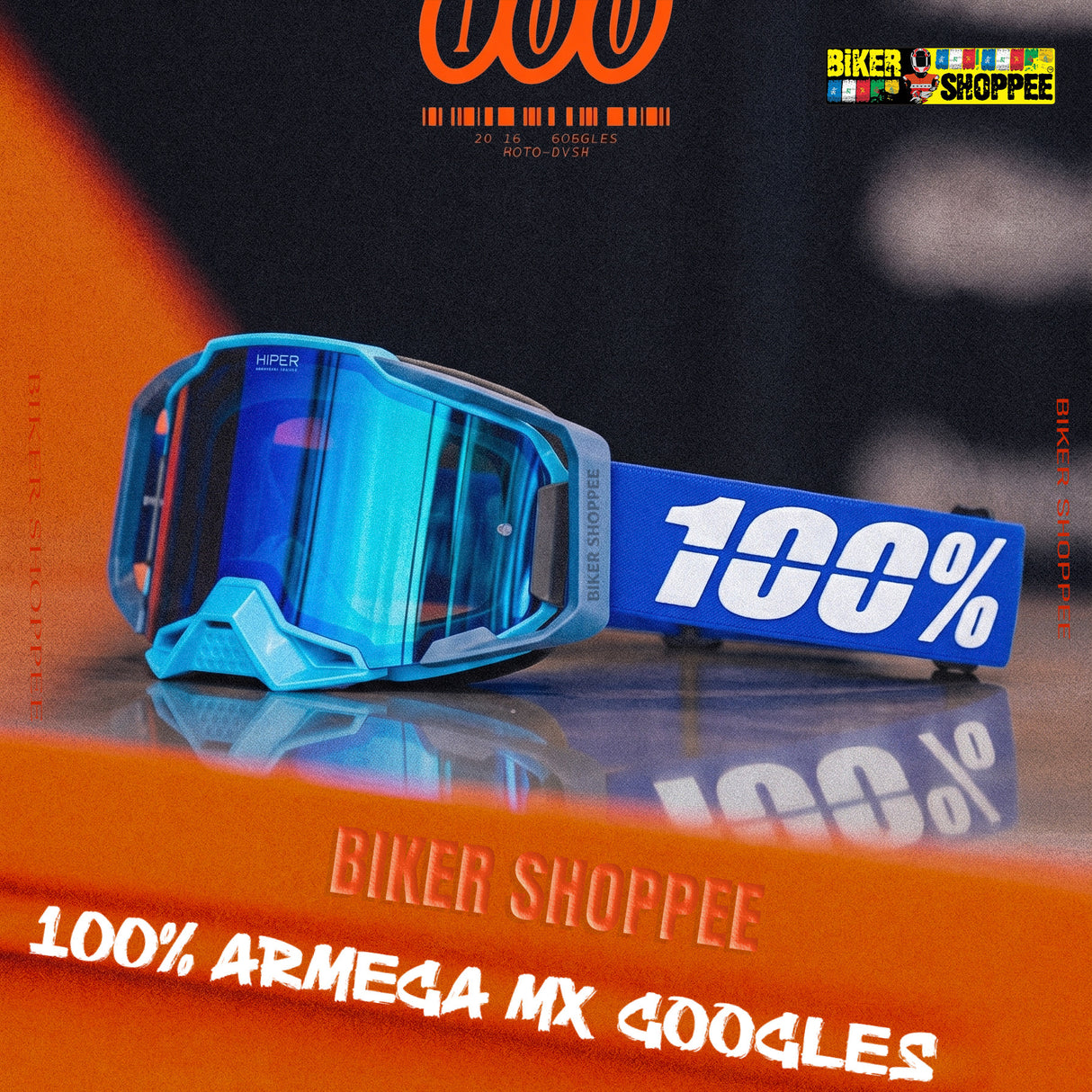 100% ARMEGA MX GOGGLE – HIPER GOLD MIRROR LENS | BIKER SHOPPEE