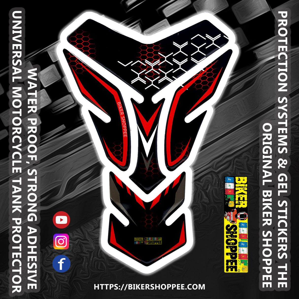 PREMIUM MOTORCYCLE RACING TANK PAD RED 3 - BIKER SHOPPEE