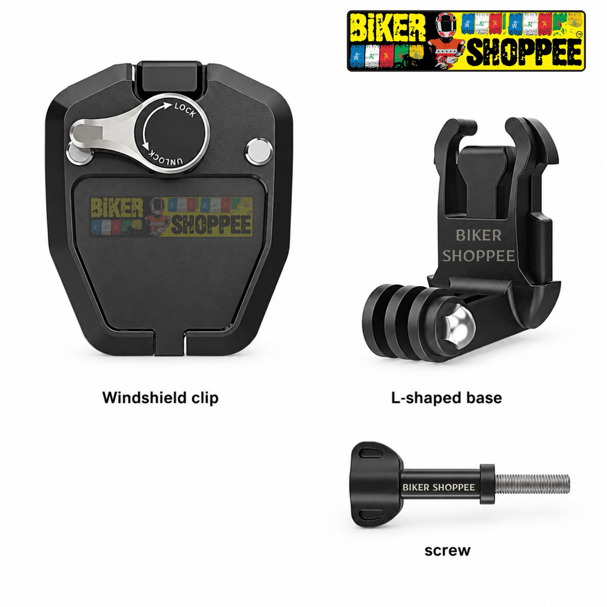 MOTORCYCLE WINDSHIELD ACTION CAMERA CLAMP MOUNT FOR GOPRO INSTA360 DJI | BIKER SHOPPEE