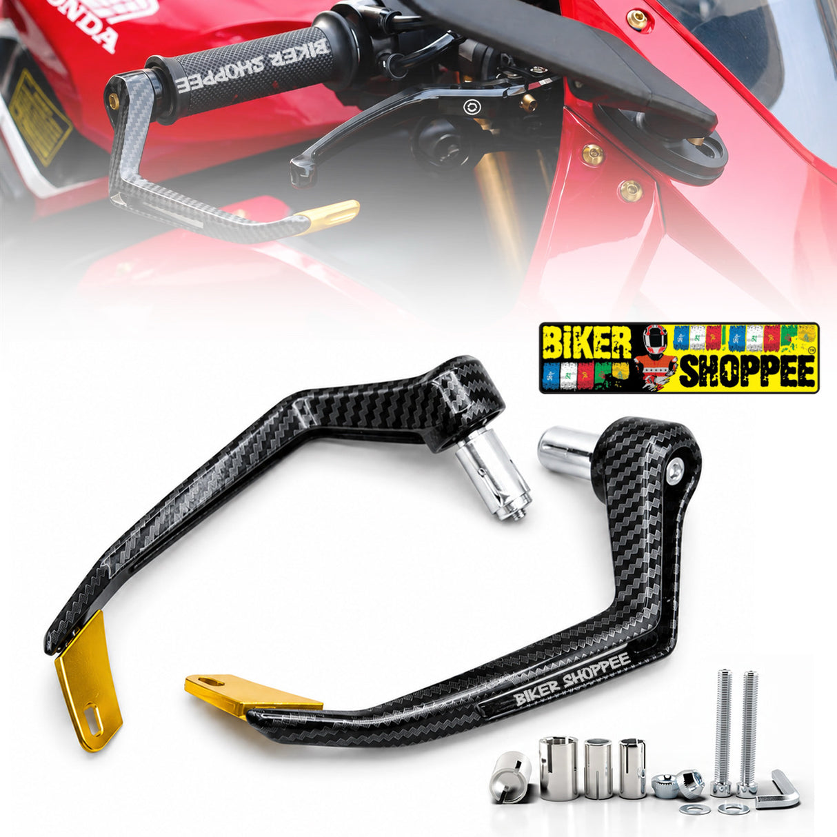UNIVERSAL ELITE RACING CARBON LEVER GUARD GOLDEN | BIKER SHOPPEE