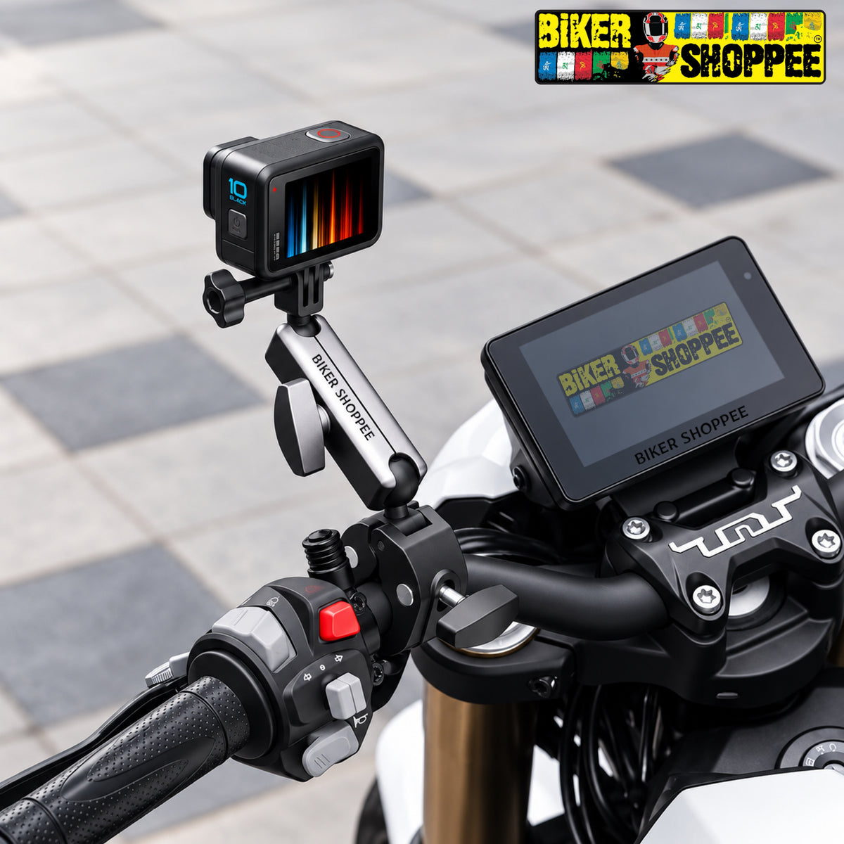 UNIVERSAL MOTORCYCLE HANDLEBAR ACTION CAMERA MOUNT FOR GOPRO INSTA360 DJI | BIKER SHOPPEE