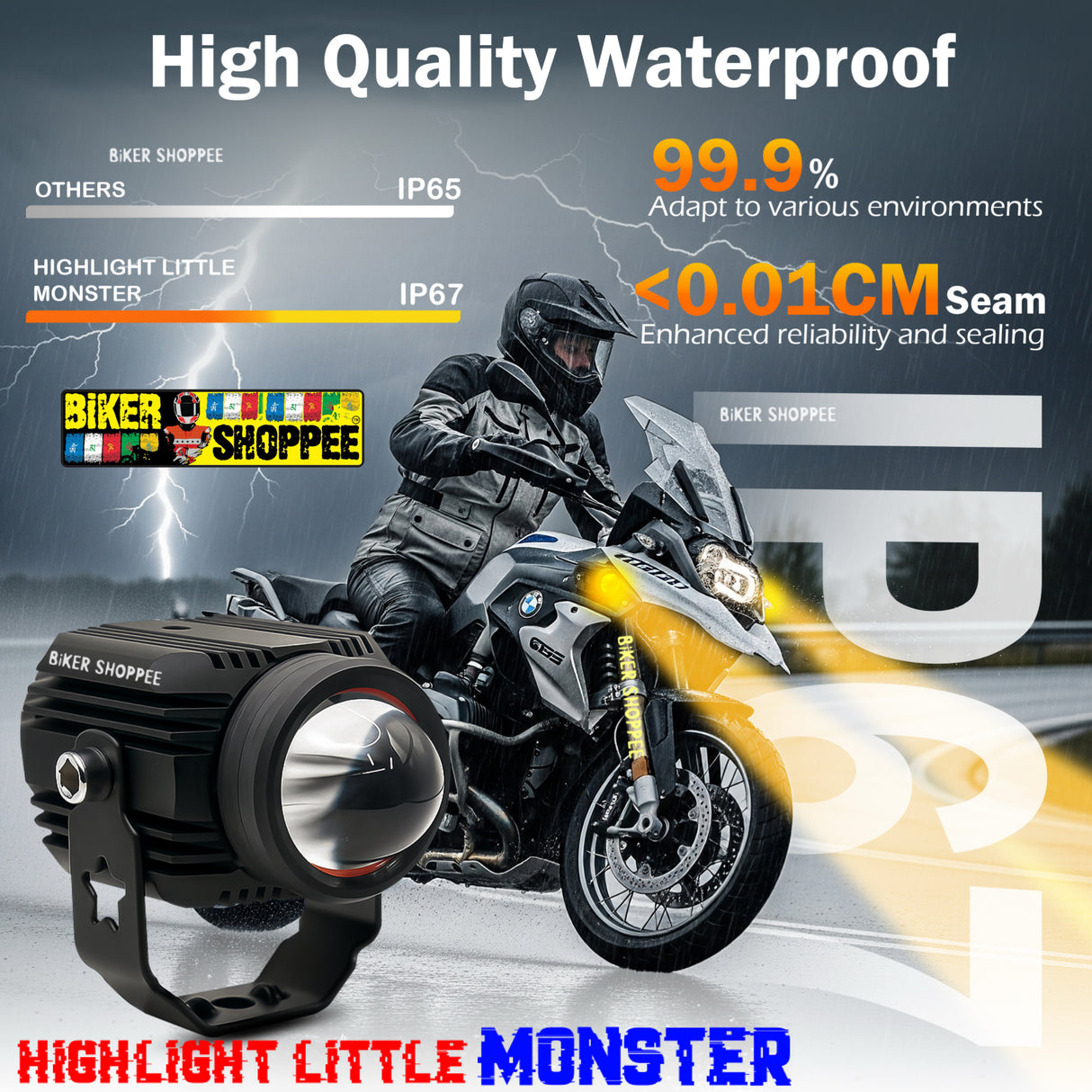 LITTLE MONSTER DK16 LED FOG LIGHT WITH WIRING AND WIRELESS SWITCH