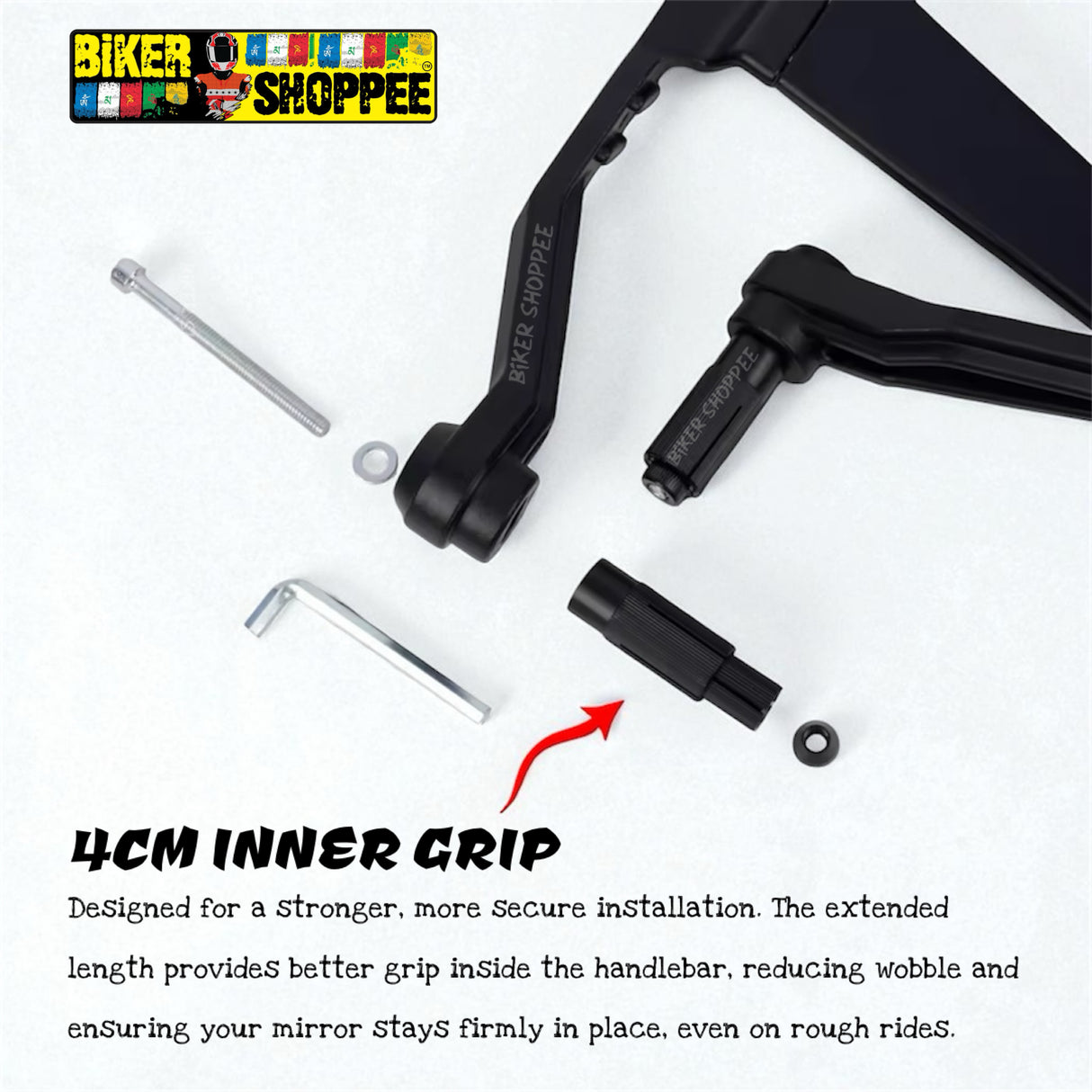 BAR END LEVER GUARD WITH WING MIRROR