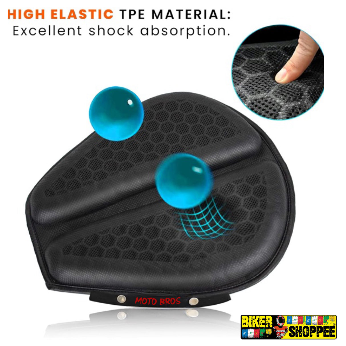 MOTORCYCLE UNIVERSAL SHOCK ABSORBING GEL SEAT CUSHION