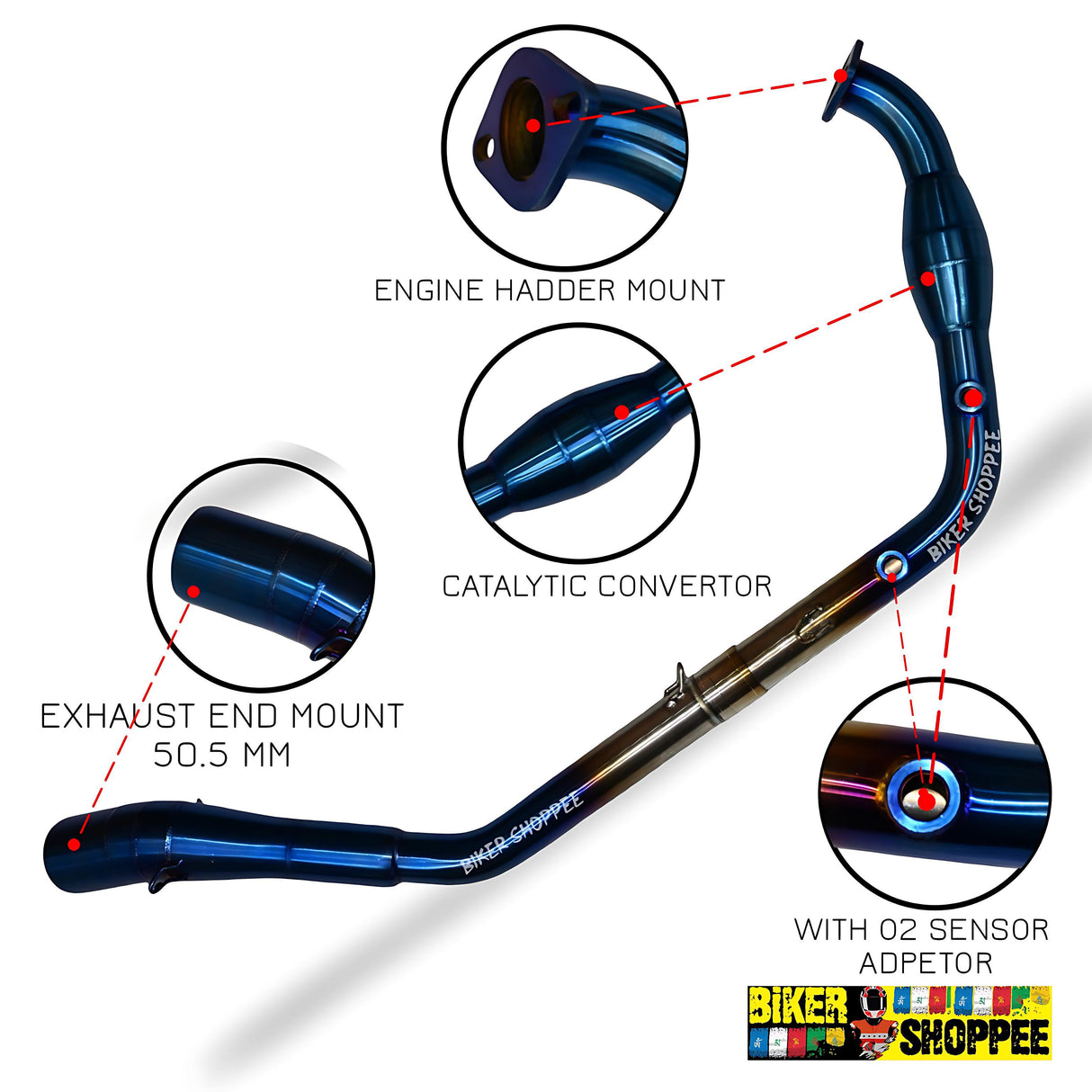 YAMAHA MT15 EXHAUST BEND PIPE BLUE TITANIUM