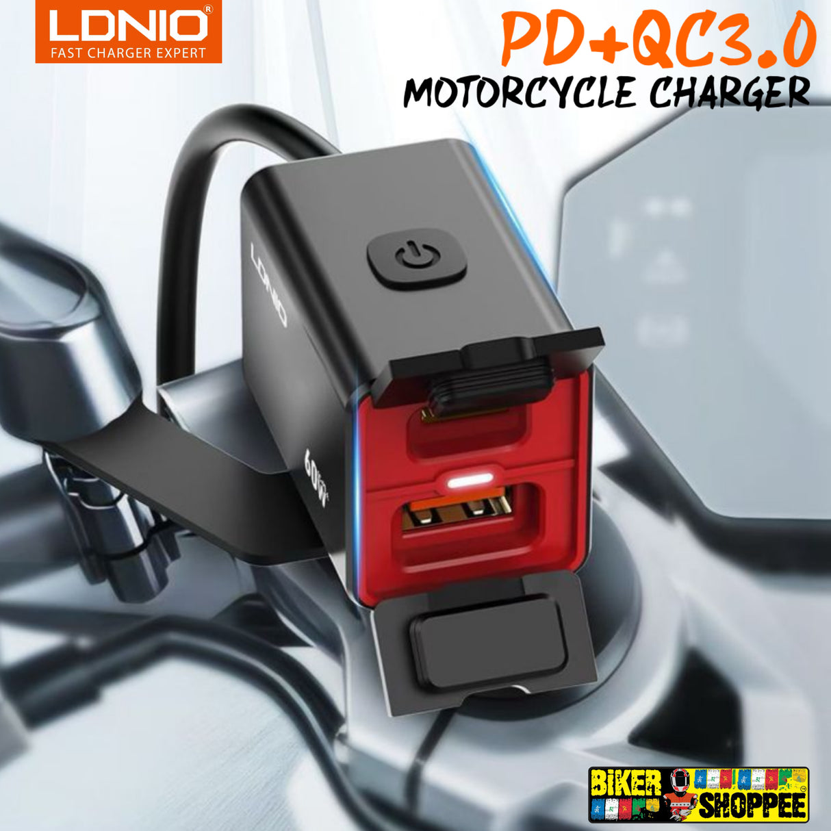 LDNIO 60W MOTORCYCLE FAST CHARGER 60W PD+QC3.0