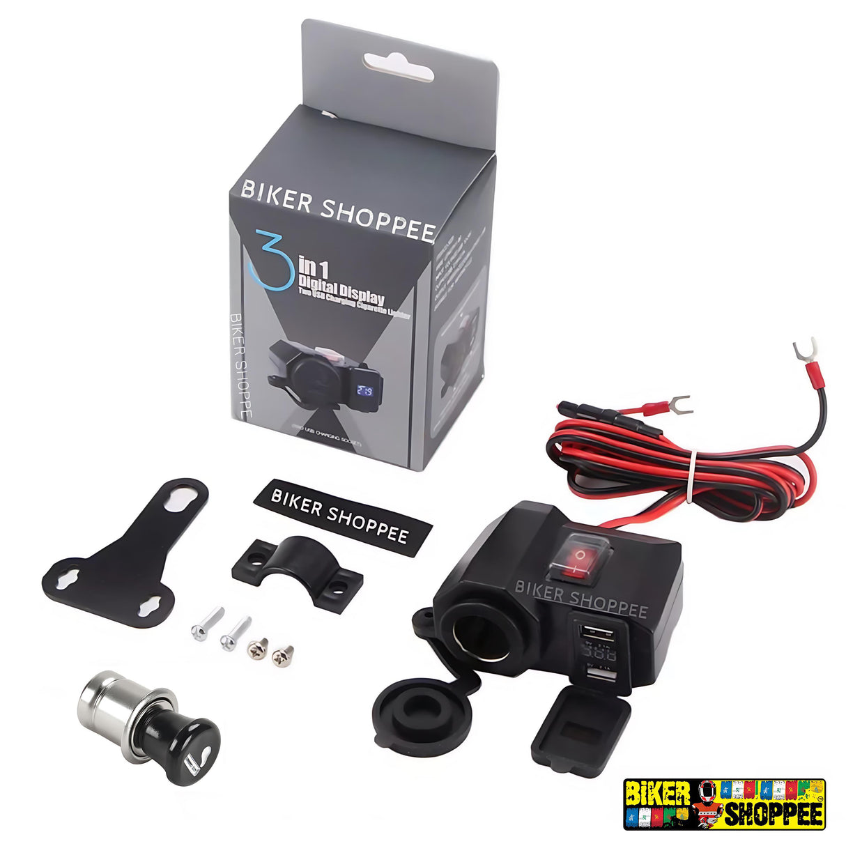 3 IN 1 DIGITAL DISPLAY TWO USB CHARGING WITH CIGARETTE LIGHTER