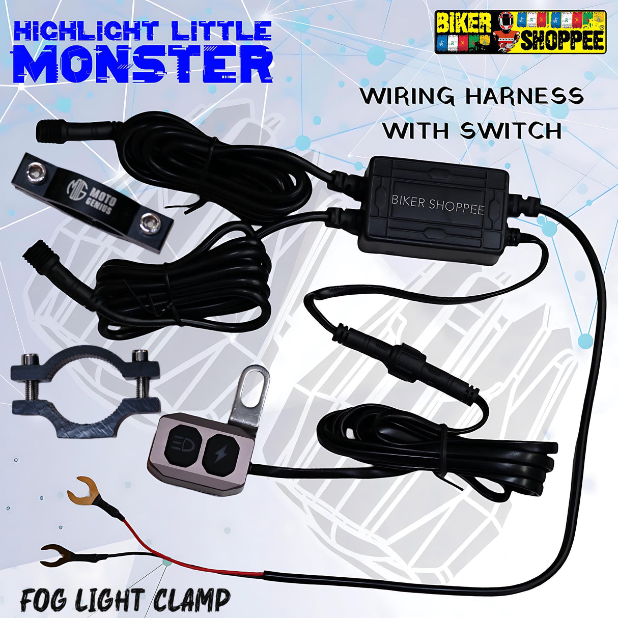 LITTLE MONSTER MK160 LED FOG LIGHT WITH WIRING AND WIRELESS SWITCH