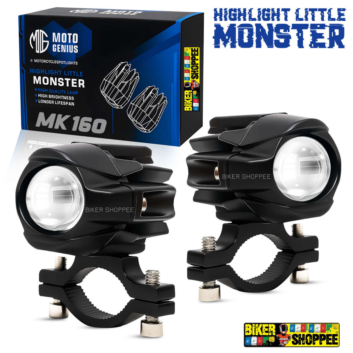 LITTLE MONSTER MK160 LED FOG LIGHT WITH WIRING AND WIRELESS SWITCH