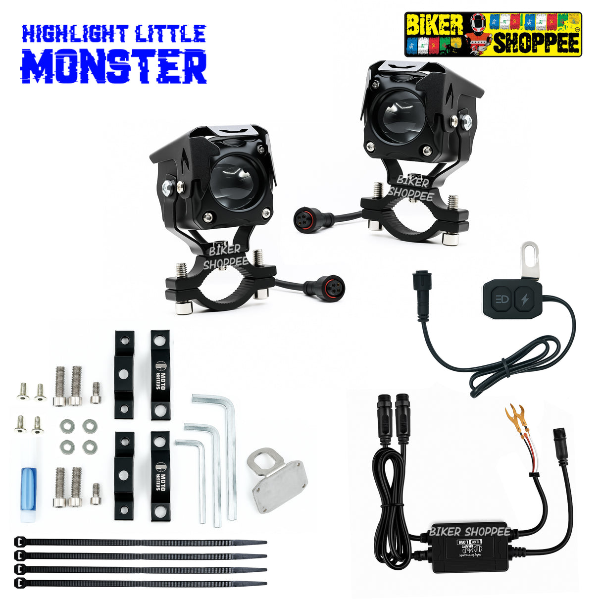 LITTLE MONSTER MK150 LED FOG LIGHT WITH WIRING AND SWITCH