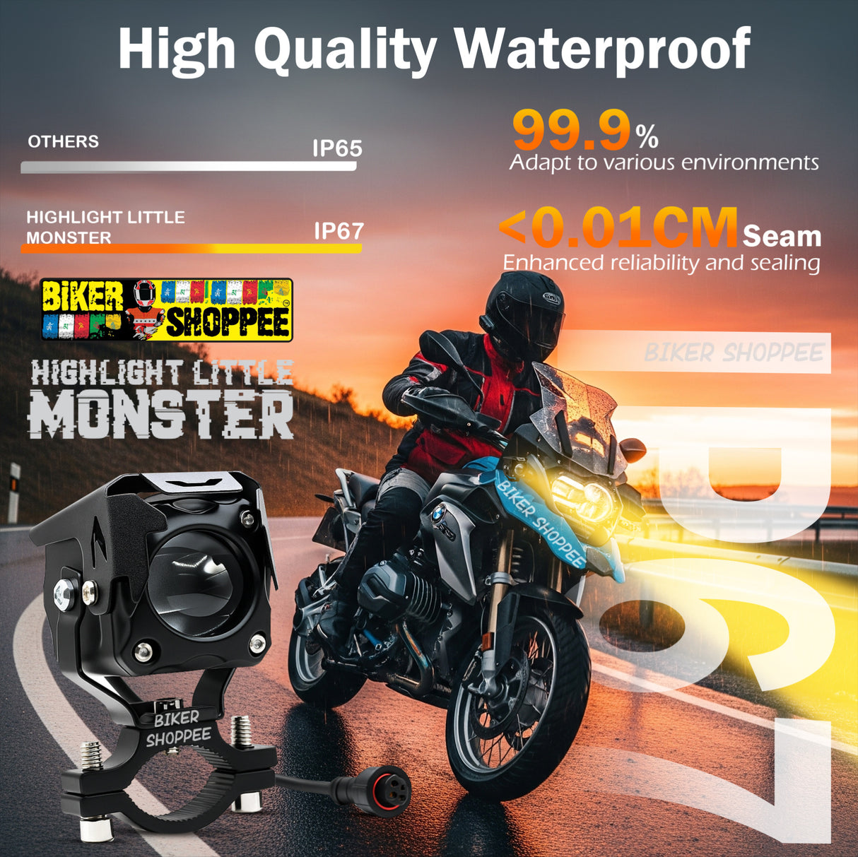 LITTLE MONSTER MK150 LED FOG LIGHT WITH WIRING AND SWITCH