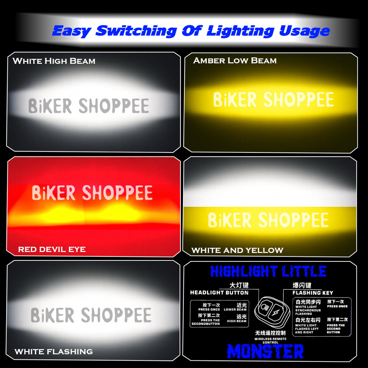 LITTLE MONSTER MK150 LED FOG LIGHT WITH WIRING AND SWITCH