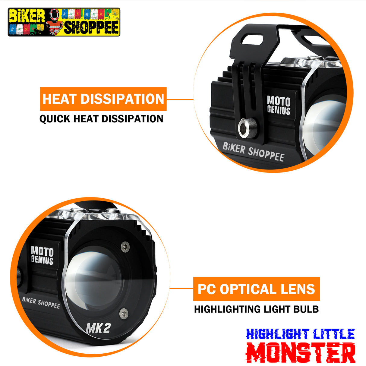 LITTLE MONSTER MK2 LED FOG LIGHT WITH WIRING WITH LED SWITCH