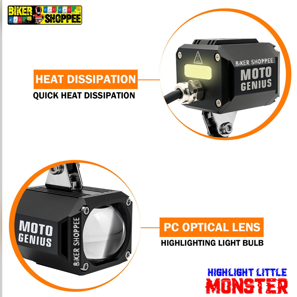 LITTLE MONSTER MK07 SINGLE LENS LED FOG LIGHT WITH WIREHARNESS AND SWITCH