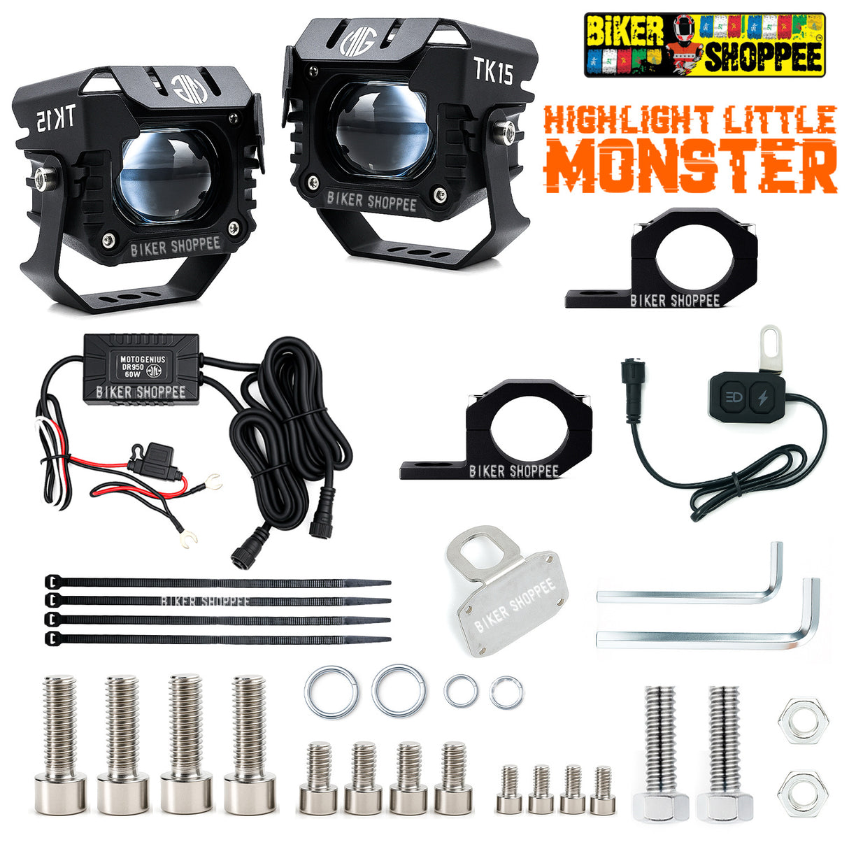 LITTLE MONSTER MK15 FUTURE EYE LED FOG LIGHT WITH WIREHARNESS AND SWITCH