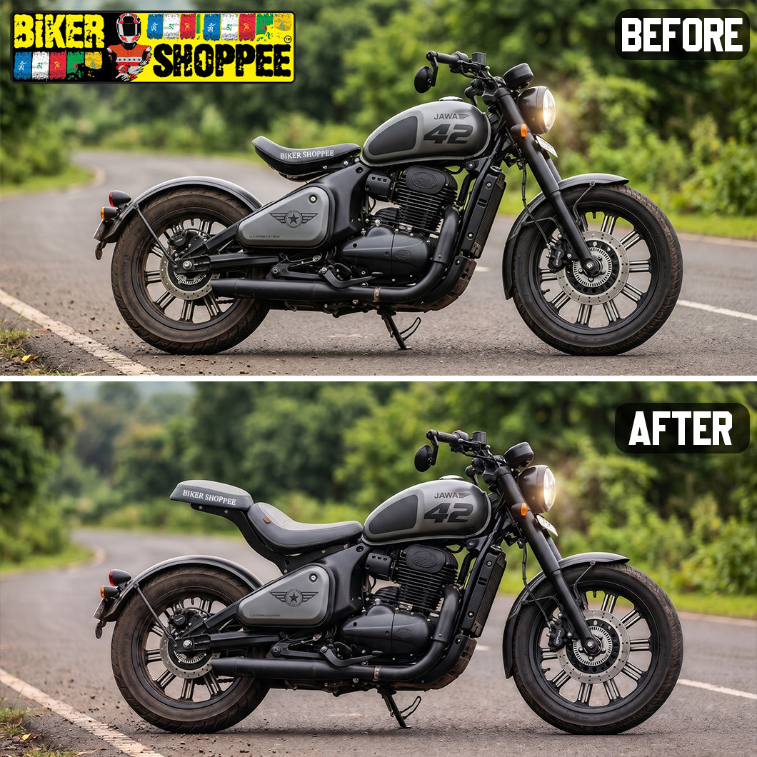 JAWA 42 BOBBER CUSTOM BACK SEAT WITH PILLION FOOTREST KIT | BIKER SHOPPEE