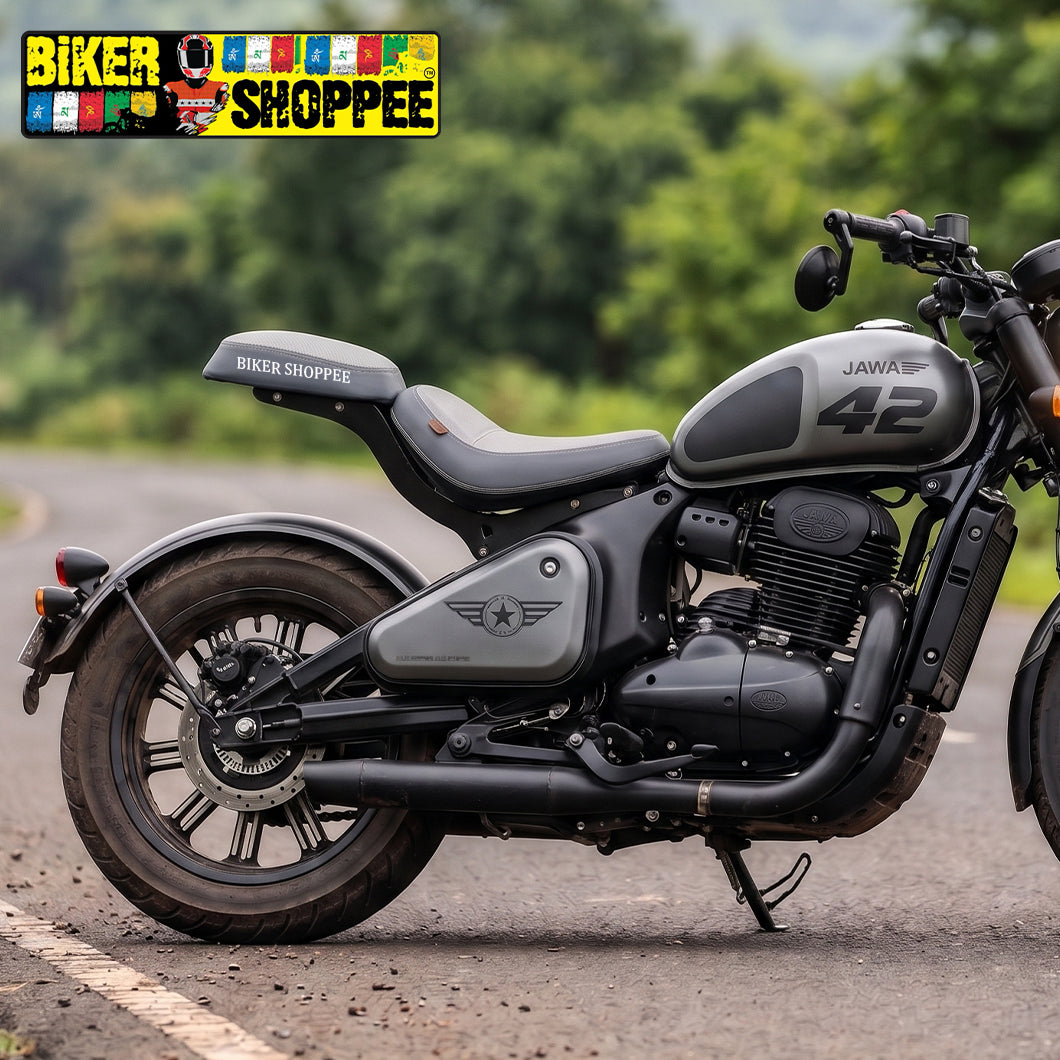 JAWA 42 BOBBER CUSTOM BACK SEAT WITH PILLION FOOTREST KIT | BIKER SHOPPEE
