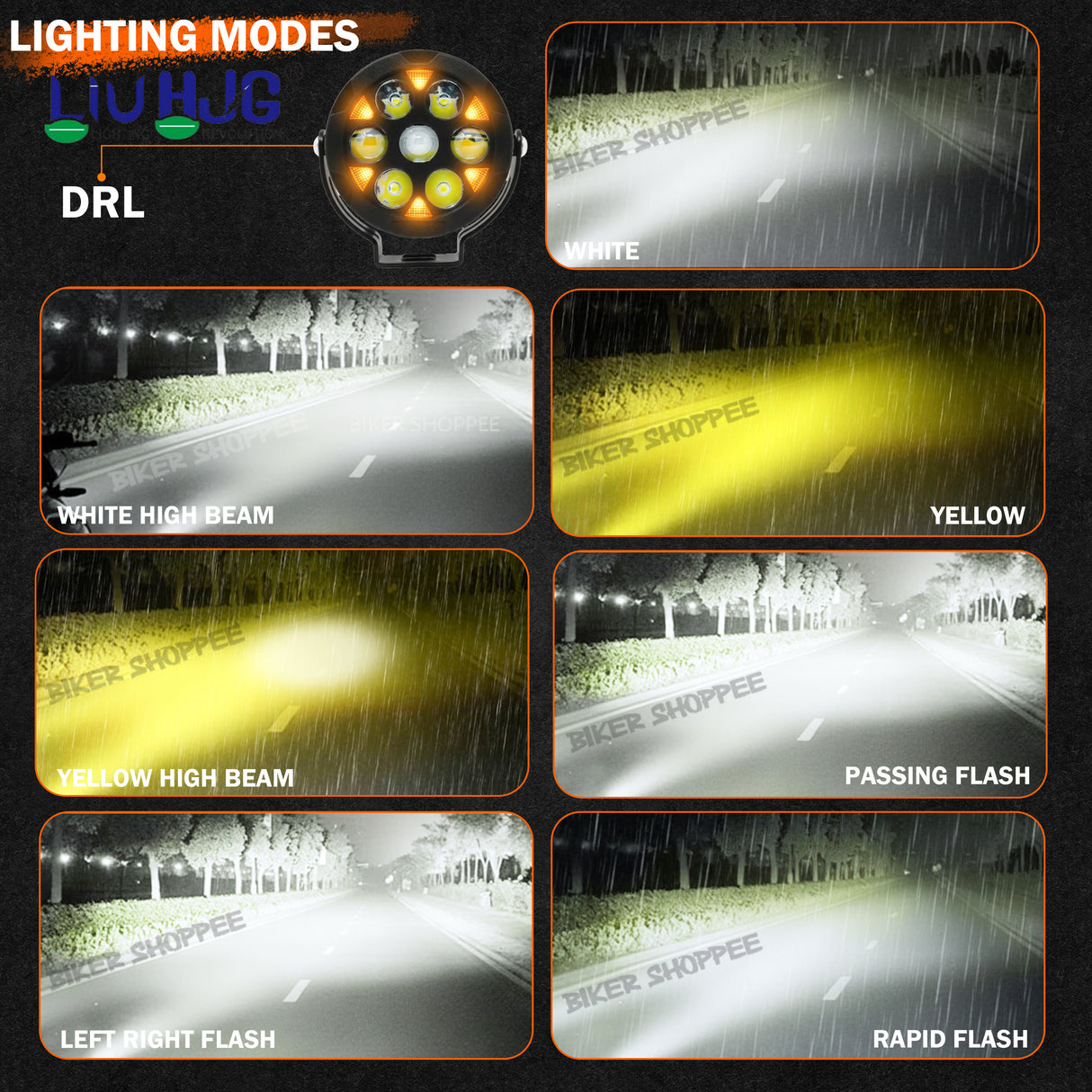 LIU HJG HYPER PLUSE HP 111 NEXT GEN AUXILIARY LED LIGHT WITH HARNESS | BIKER SHOPPEE