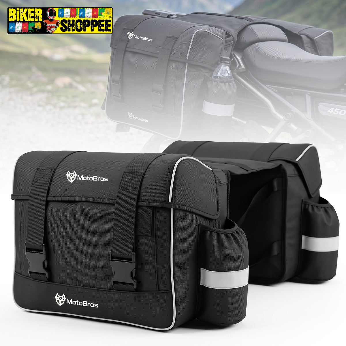 MOTOBROS 60L ECONOMY MOTORCYCLE SADDLE BAGS | BIKER SHOPPEE