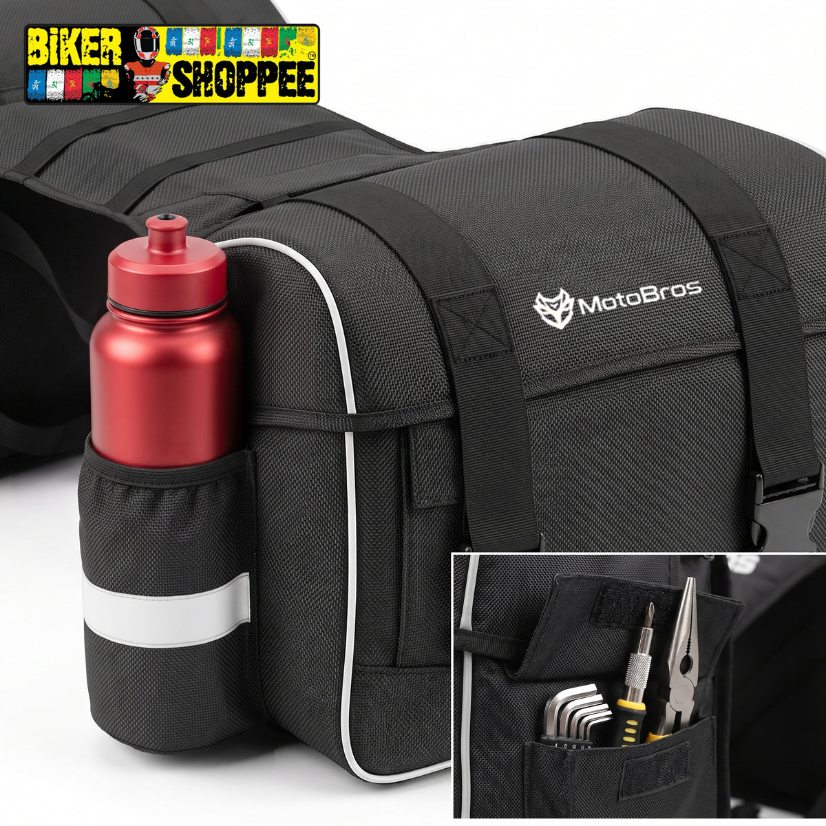 MOTOBROS 60L ECONOMY MOTORCYCLE SADDLE BAGS | BIKER SHOPPEE