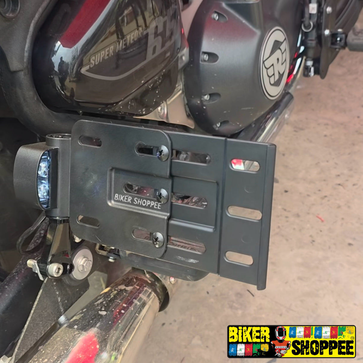 UNIVERSAL MOTORCYCLE FOLDING SIDE NUMBER PLATE HOLDER WITH LED LIGHT | BIKER SHOPPEE