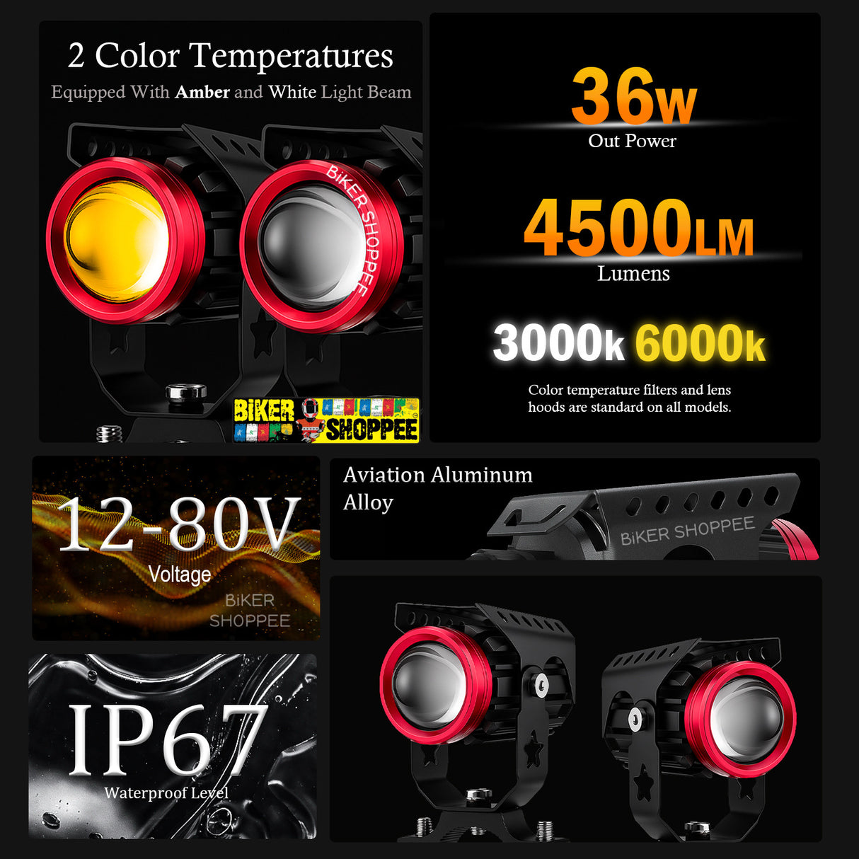 MOTO GENIUS JX100 36W LED FOG LIGHT PAIR | BIKER SHOPPEE