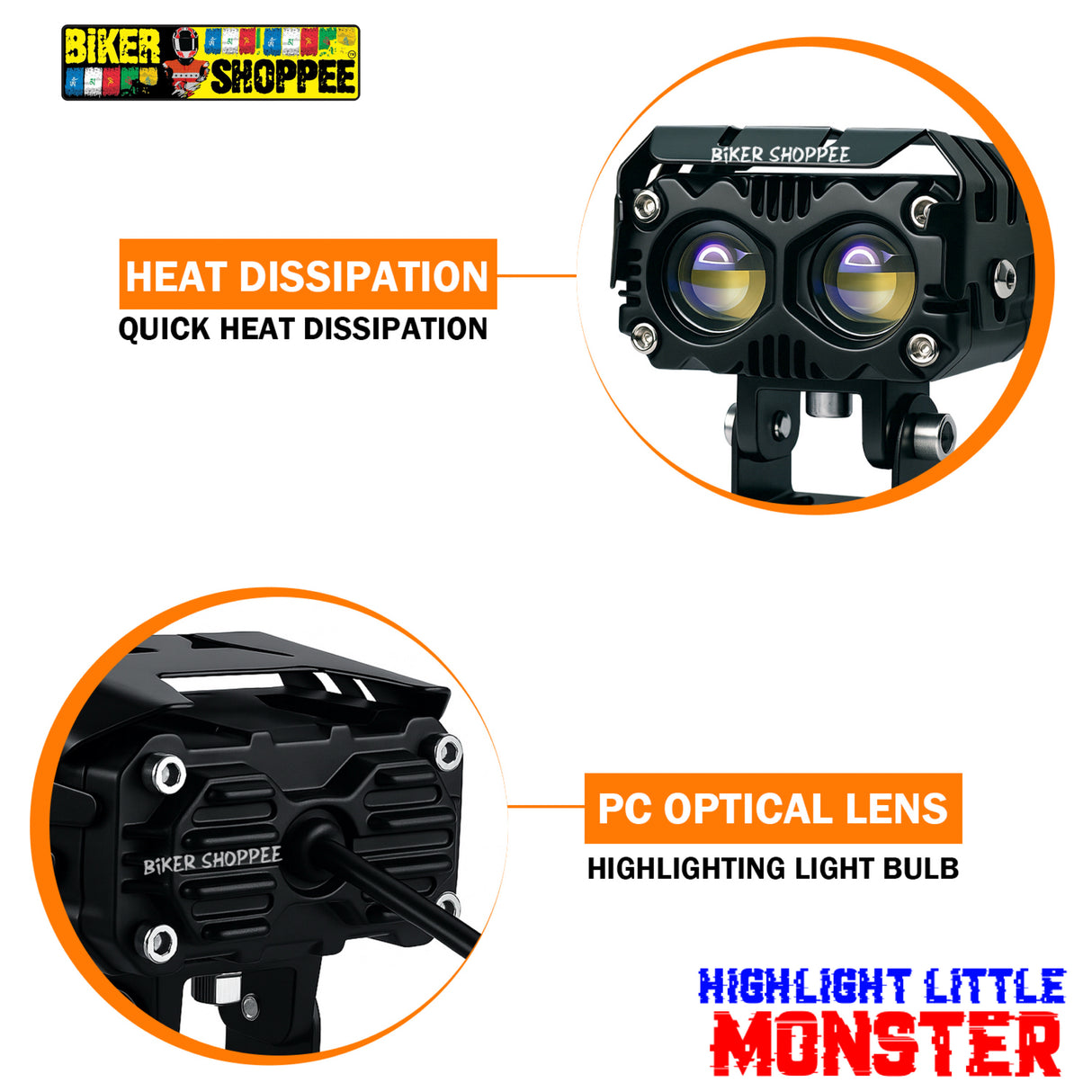 MOTO GENIUS JX130 QUAD SHOT LED FOG LIGHT PAIR | BIKER SHOPPEE