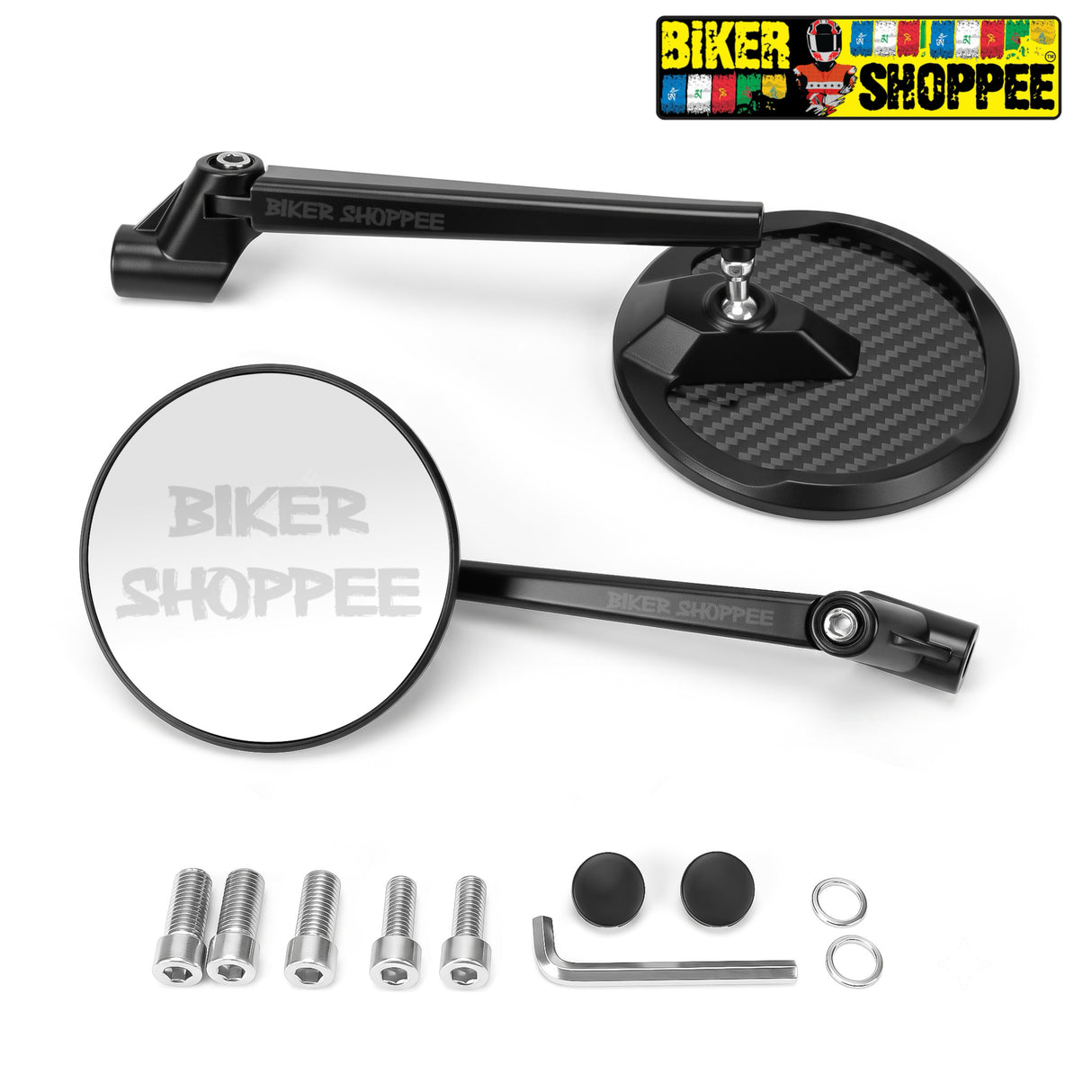 UNIVERSAL CNC CARBON HD REAR VIEW MIRROR | BIKER SHOPPEE