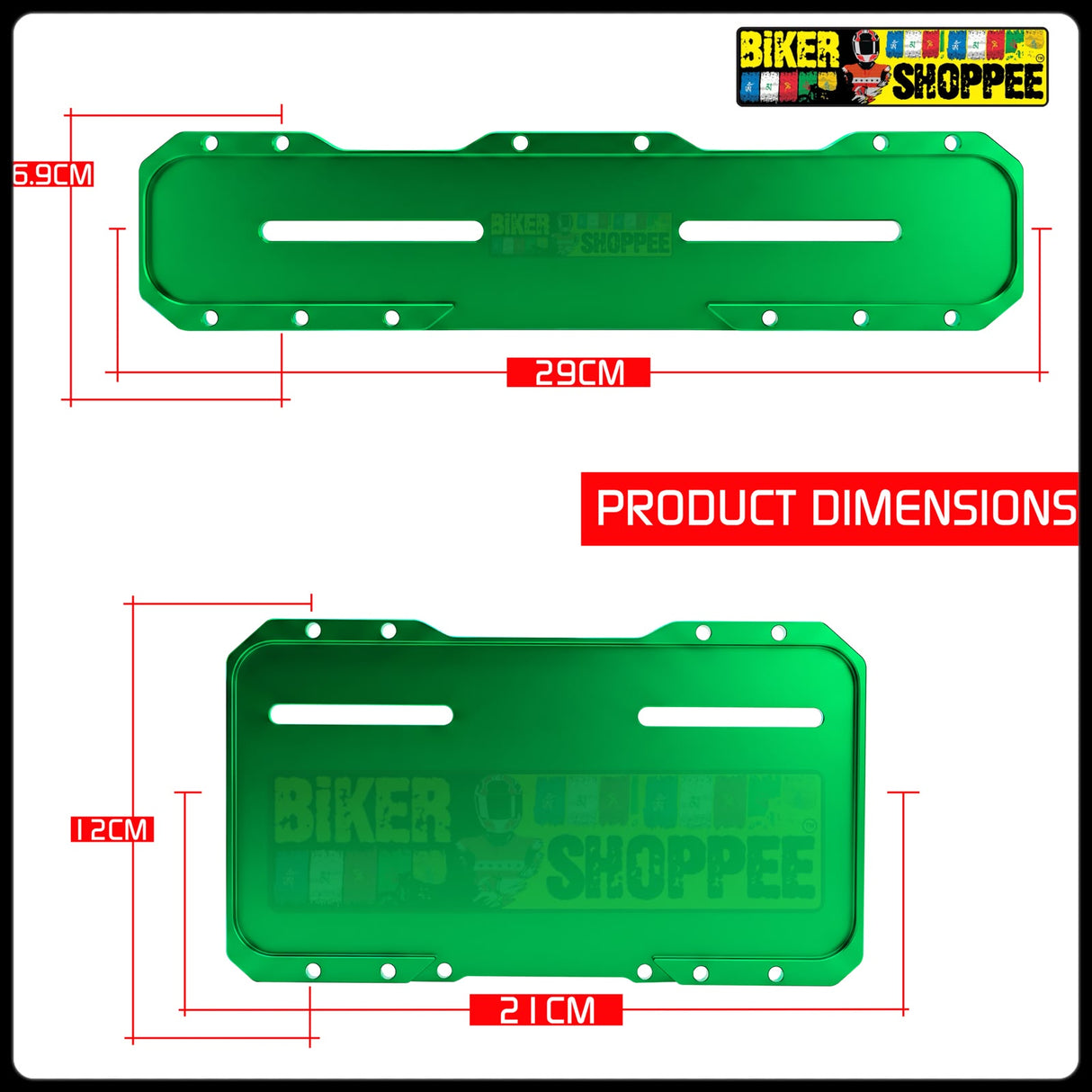 UNIVERSAL CNC MOTORCYCLE NUMBER PLATE FRAME GREEN FRONT AND REAR | BIKER SHOPPEE