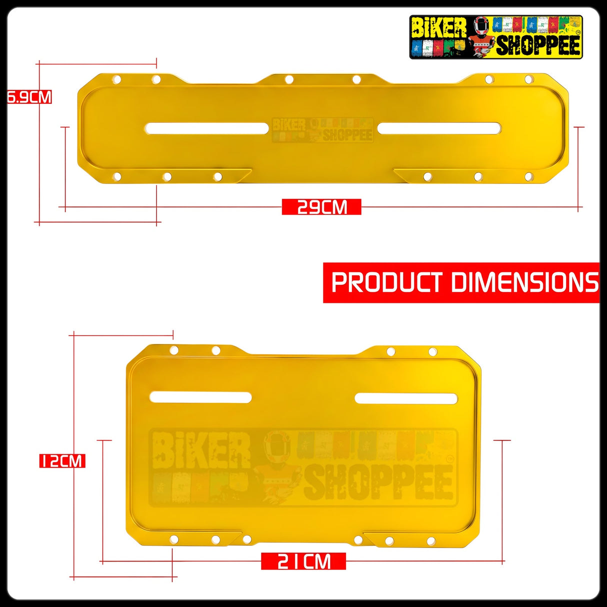 UNIVERSAL CNC MOTORCYCLE NUMBER PLATE FRAME GOLDEN FRONT AND REAR | BIKER SHOPPEE