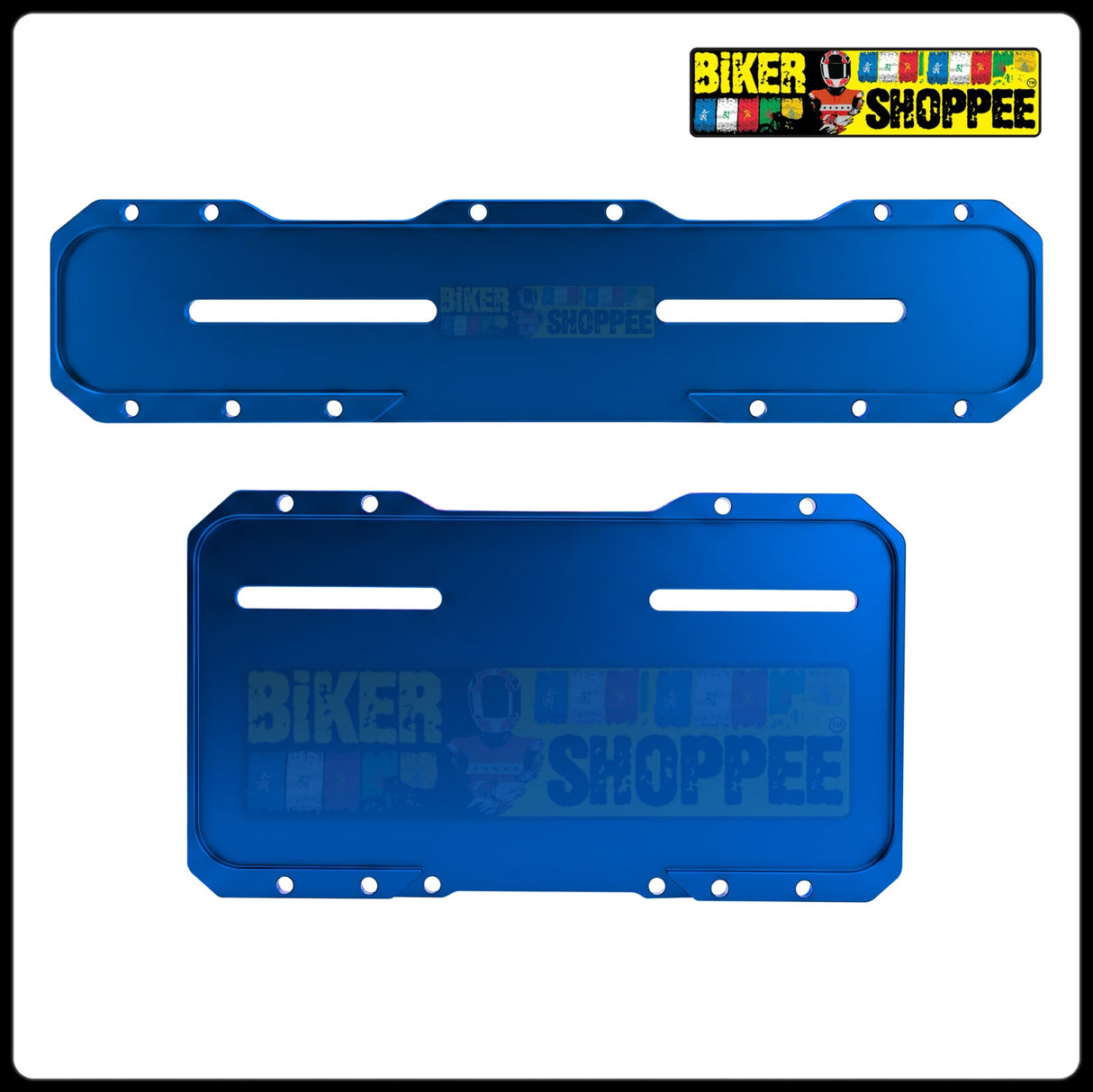 UNIVERSAL CNC MOTORCYCLE NUMBER PLATE FRAME BLUE FRONT AND REAR | BIKER SHOPPEE