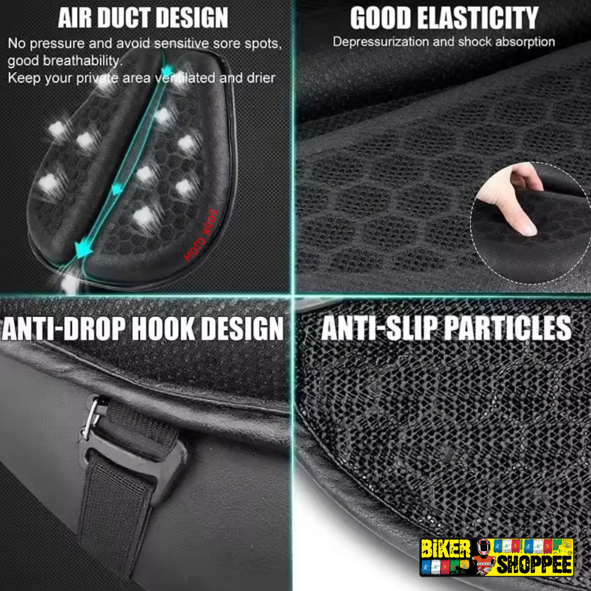 MOTORCYCLE UNIVERSAL SHOCK ABSORBING GEL SEAT CUSHION | BIKER SHOPPEE