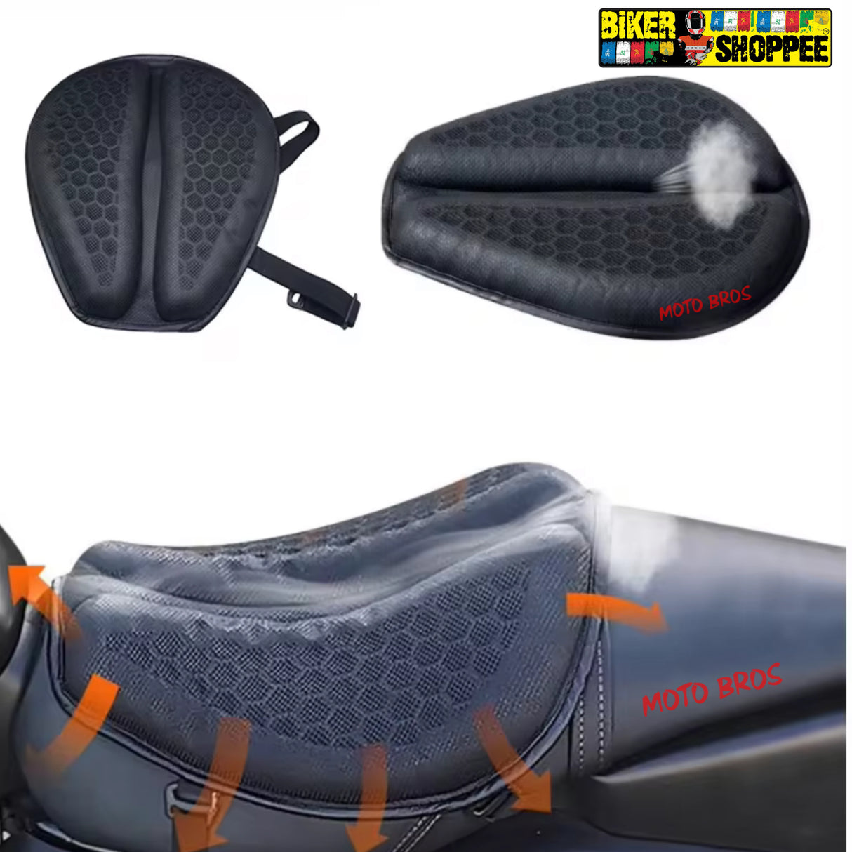 MOTORCYCLE UNIVERSAL SHOCK ABSORBING GEL SEAT CUSHION | BIKER SHOPPEE