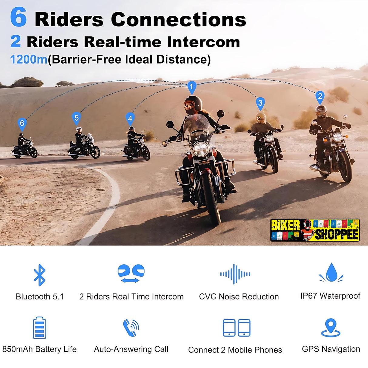 EJEAS V6 PRO+ HOT MOTORCYCLE BLUETOOTH INTERCOM SYSTEM