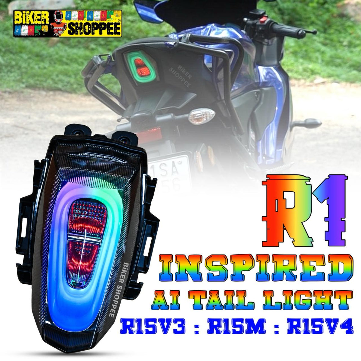 YAMAHA R15 V3 R1 INSPIRED RGB LED TAIL LIGHT WITH APP CONTROL | BIKER SHOPPEE