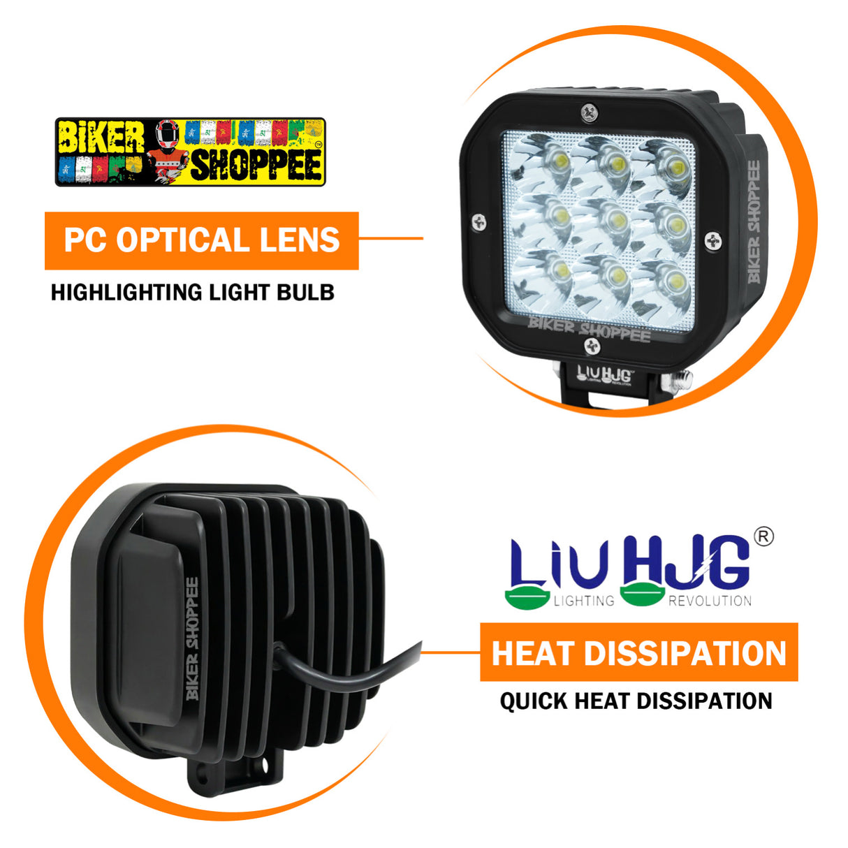 LIU HJG 9 NIGHTLITE LED FOG LIGHT 60W WITH YELLOW COVERS | BIKER SHOPPEE