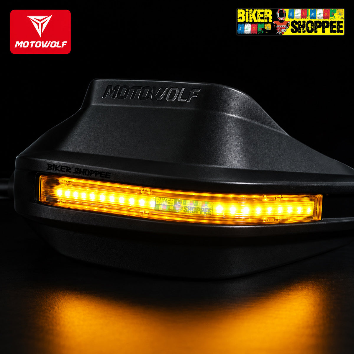 MOTOWOLF UNIVERSAL MOTORCYCLE HAND GUARD WITH WHITE & YELLOW DRL LIGHT | BIKER SHOPPEE