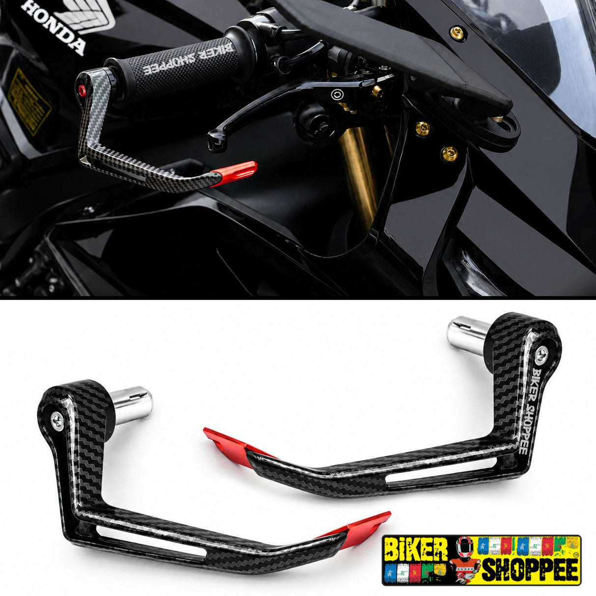 UNIVERSAL ELITE RACING CARBON LEVER GUARD RED | BIKER SHOPPEE
