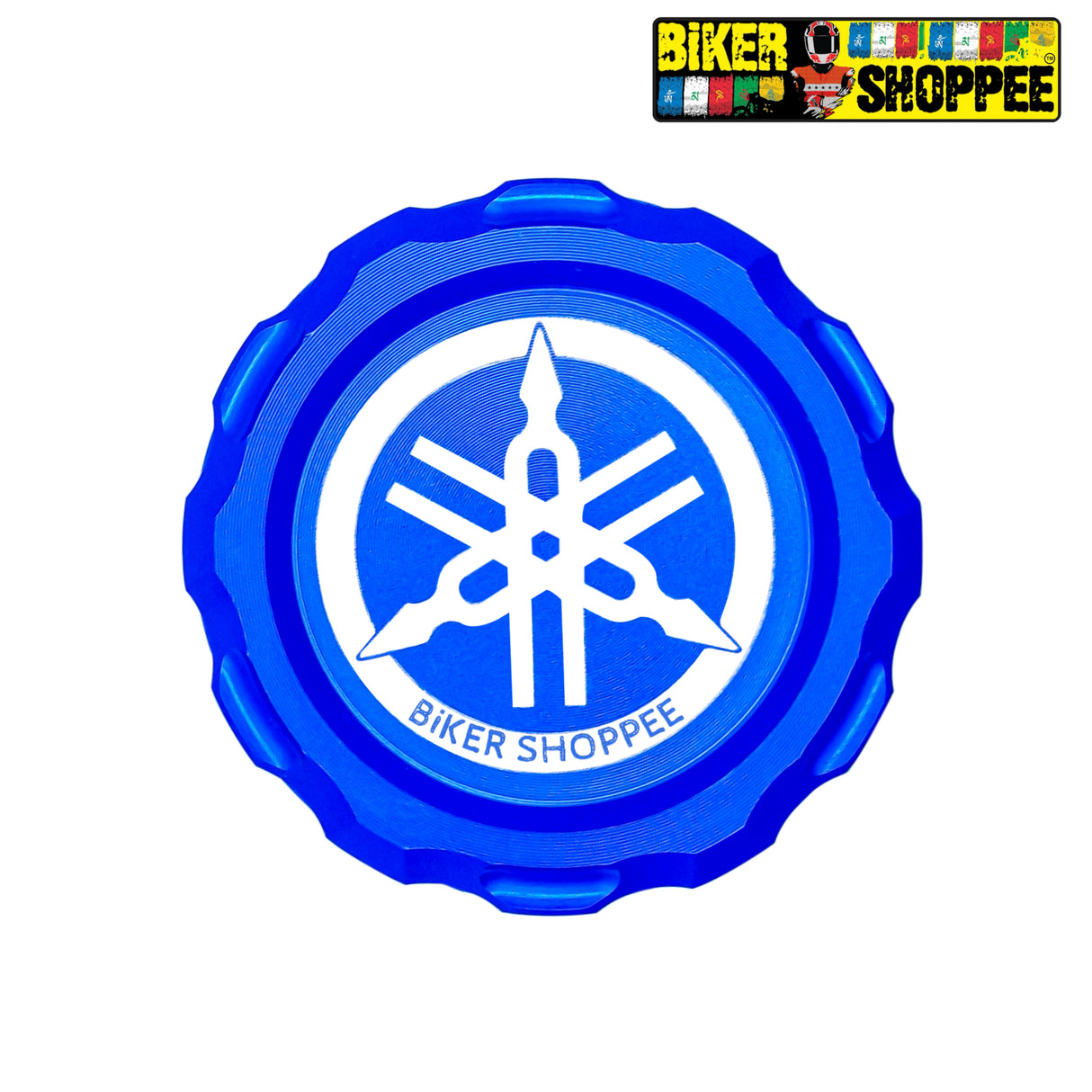 YAMAHA CNC REAR BRAKE FLUID RESERVOIR CAP BLUE | BIKER SHOPPEE