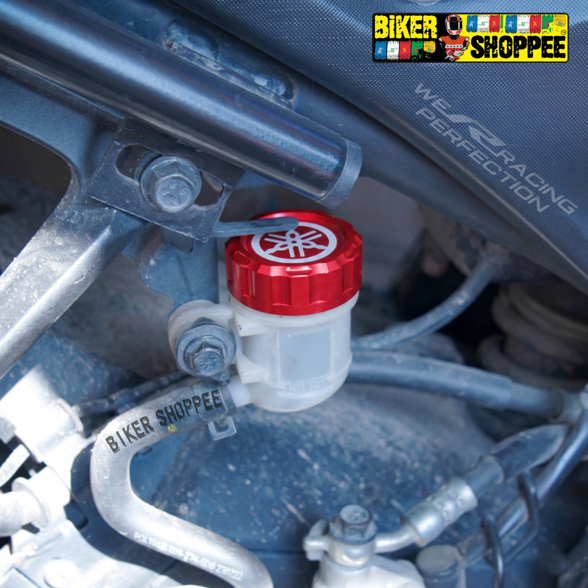 YAMAHA CNC REAR BRAKE FLUID RESERVOIR CAP RED | BIKER SHOPPEE